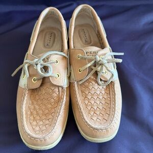 Women’s Sperry‎ Top-Sider Woven Tan Boat Shoes-Size 9